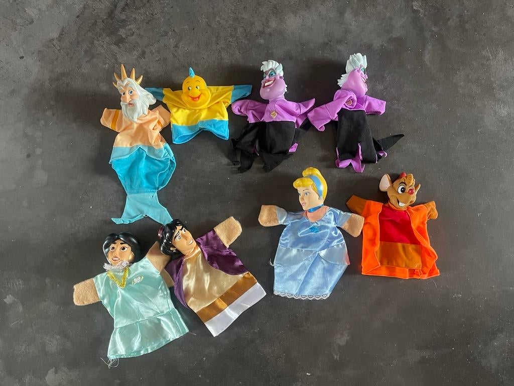 Disney handpoppen set - Diverse figuren, Verzamelen, Disney, Gebruikt, Knuffel, Assepoester of Belle, Ophalen of Verzenden