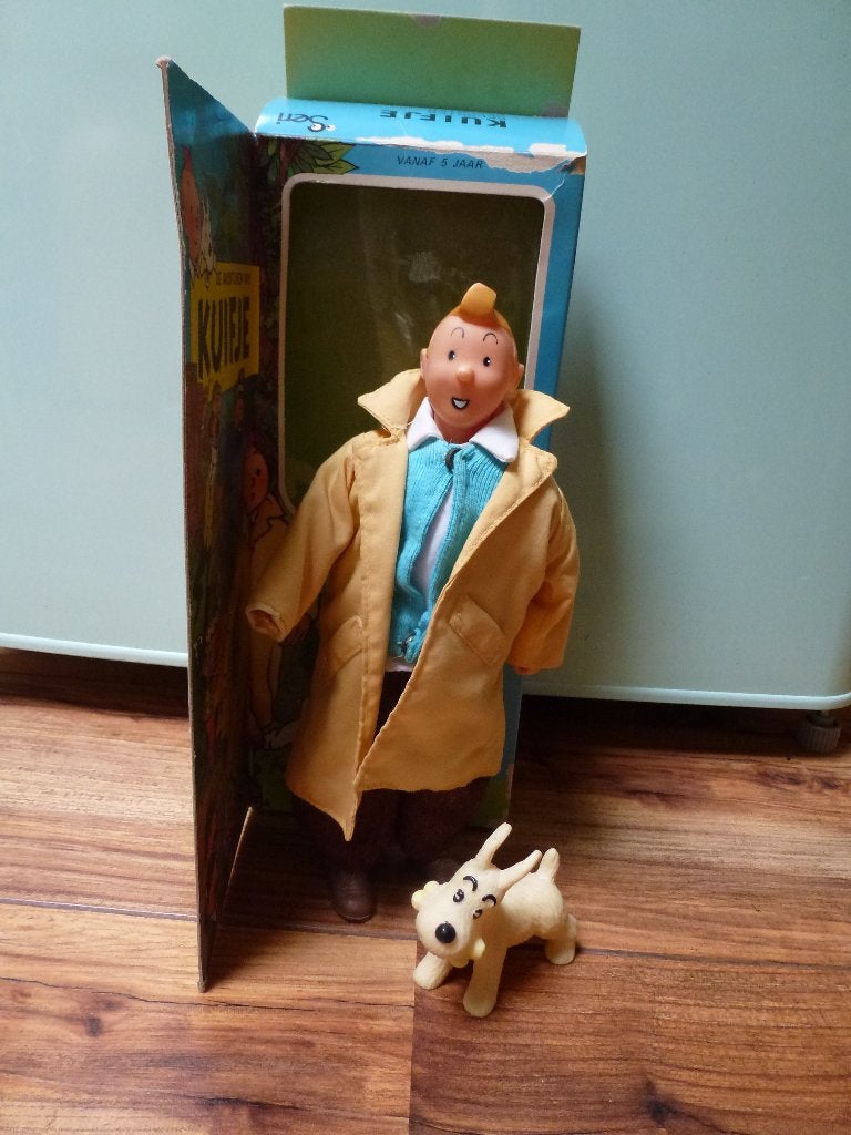 Kuifje pop + Bobbie in doos - Seri / Lombard - (1985), Verzenden, Kuifje, Gebruikt, Beeldje of Figuurtje