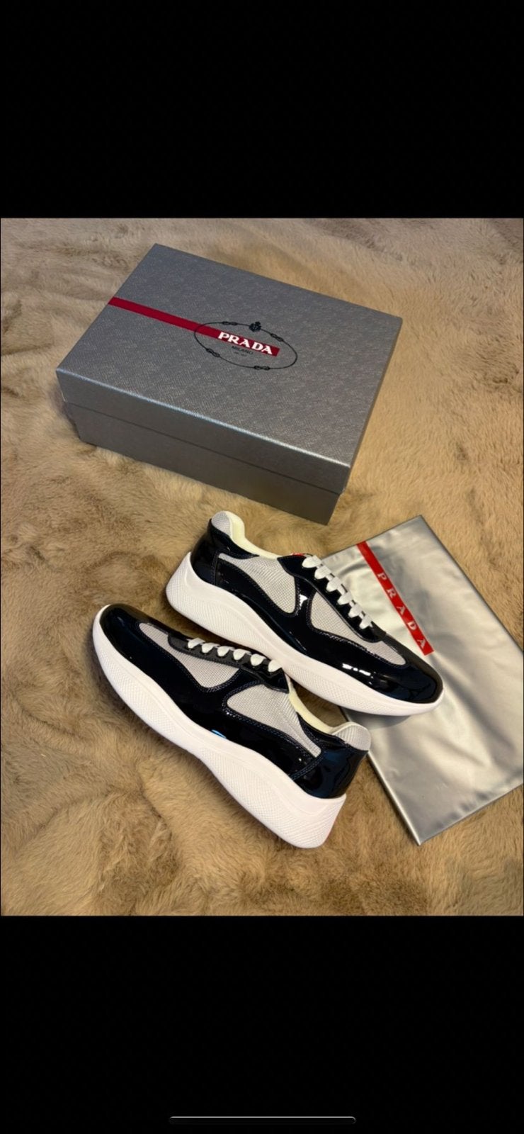 Prada Sneakers Zwart/Wit - Maten 40-45, Ophalen of Verzenden, Nieuw, Zwart, Sneakers of Gympen