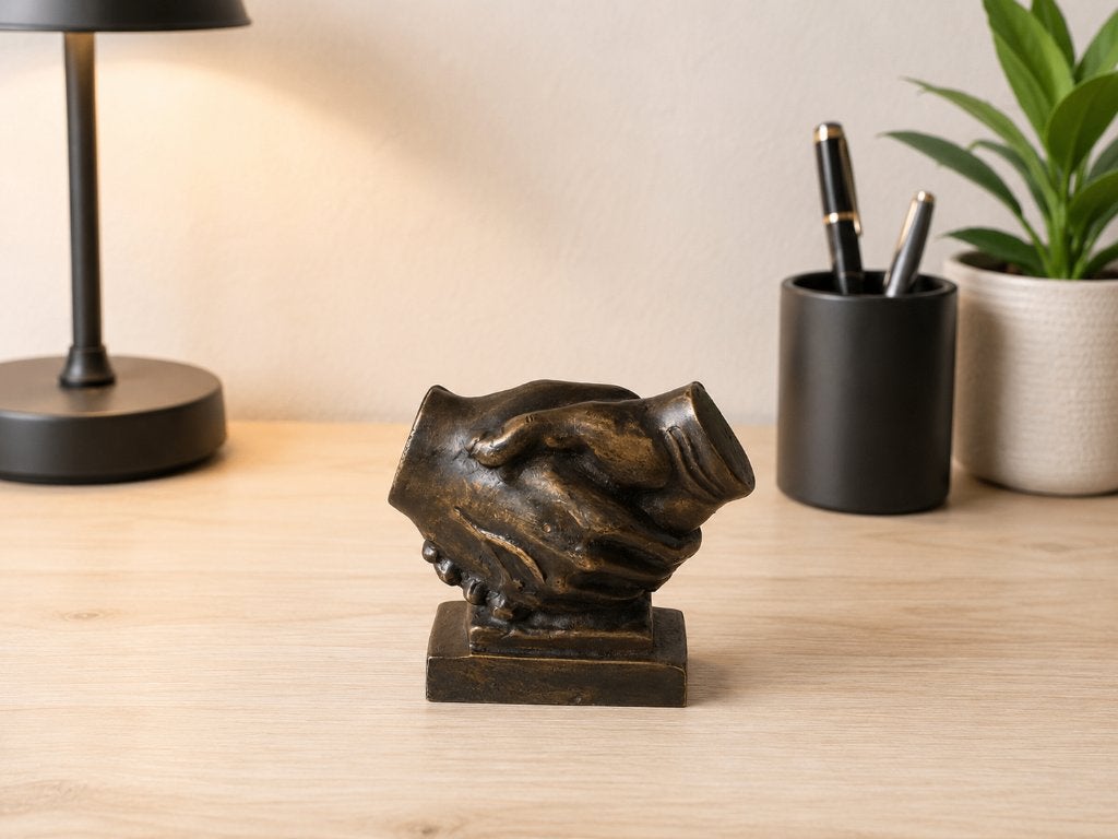 GEVOUWEN HANDEN / HANDDRUK / bronzen beeld, Ophalen of Verzenden, Brons, Beeld
