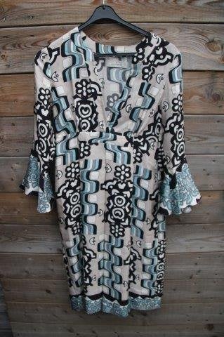 Jurk beige/ blauw/ zwart Malene Birger mt 34 Vaste prijs AAN, By malene Birger, Blauw, Ophalen of Verzenden, Zo goed als nieuw