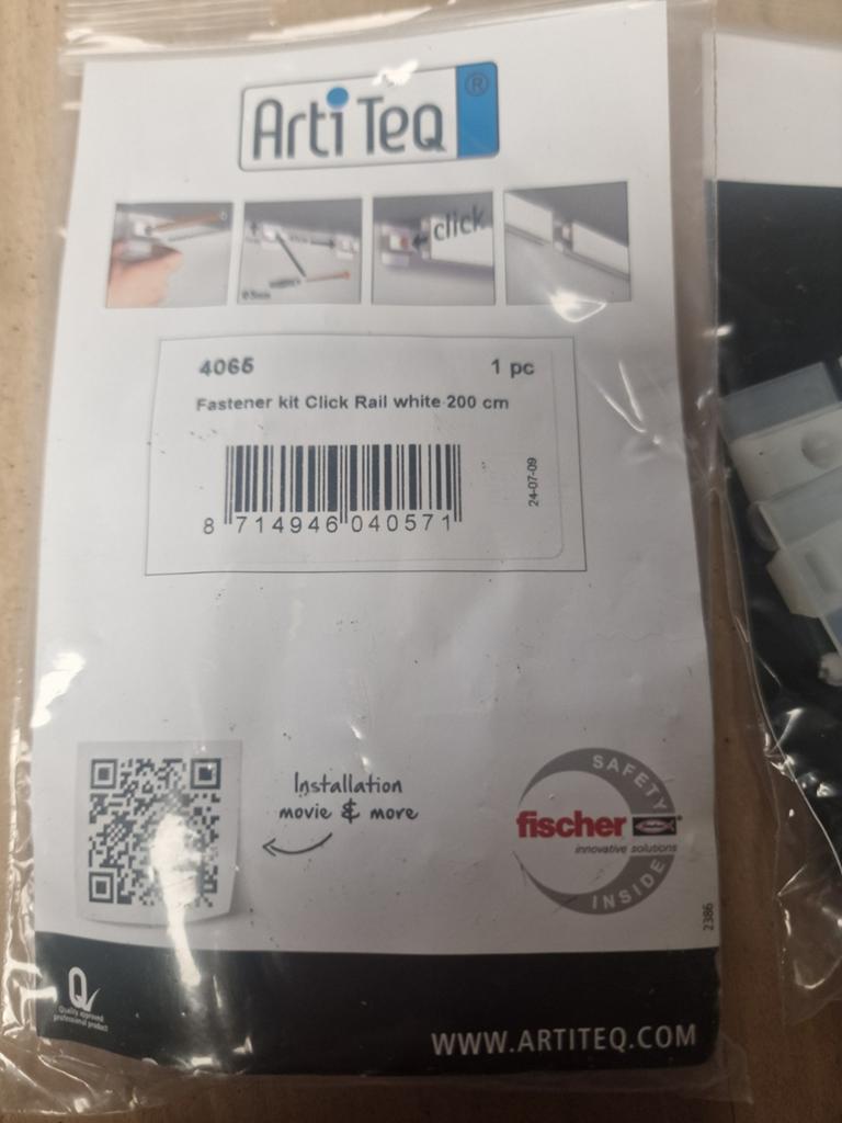 ArtiTeq Click Rail Bevestigingsset Wit - 200 cm, Ophalen of Verzenden, Nieuw, Minder dan 50 mm, Overige typen