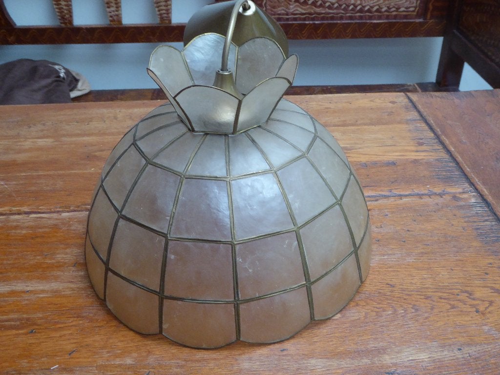 Vintage hanglamp van capiz schelpen, Ophalen of Verzenden