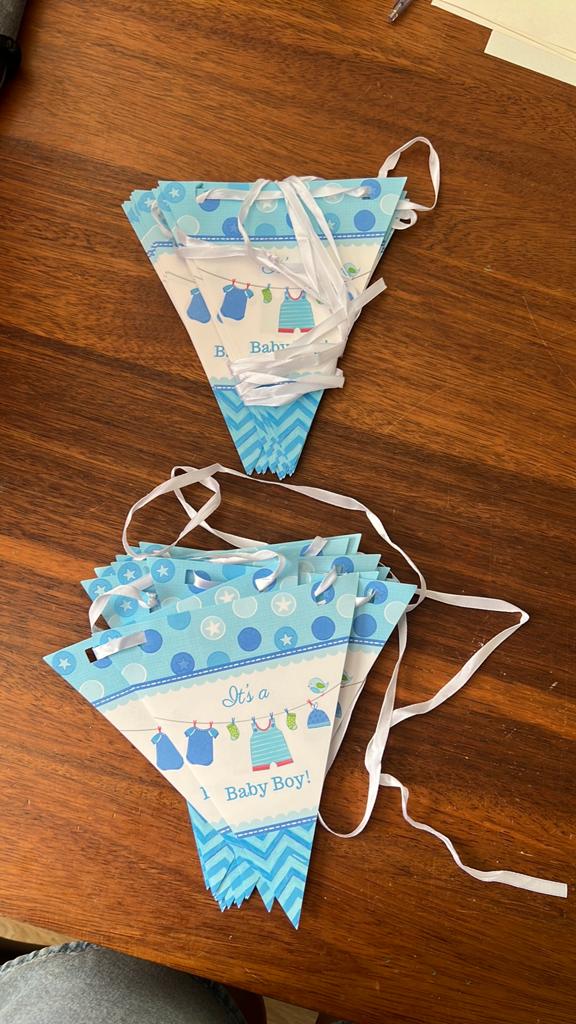2x vlaggenlijn jongetje geboren/ gender reveal it’s a boy, Ophalen of Verzenden, Zo goed als nieuw, Versiering, Geboorte of Huwelijk