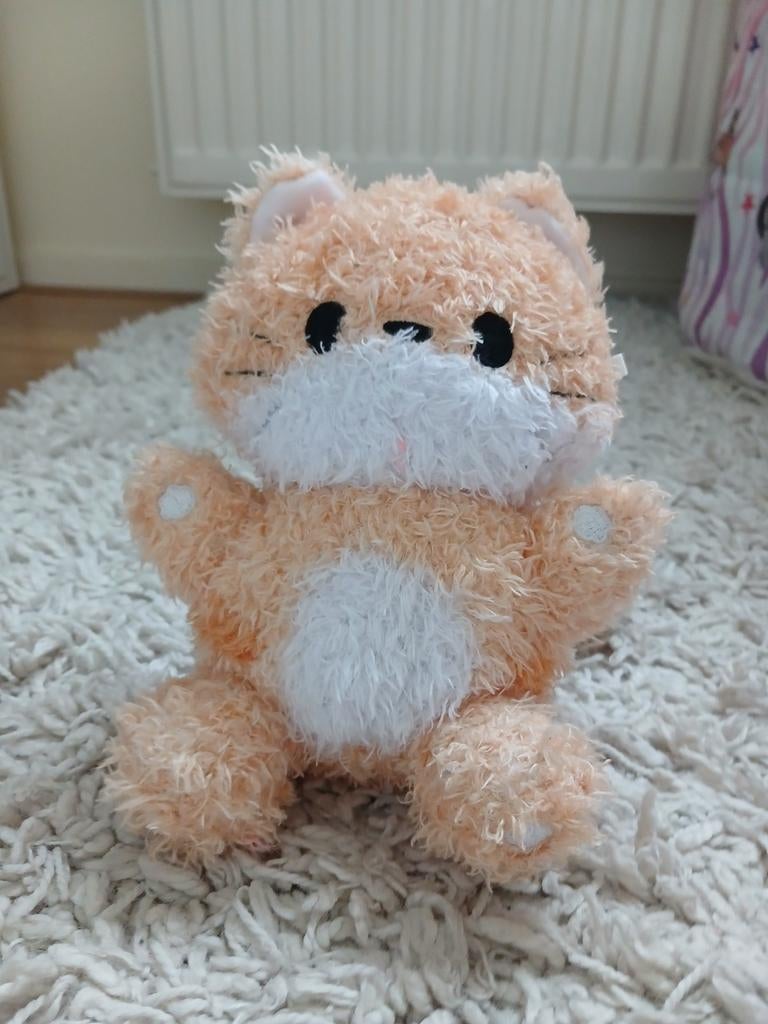 Lekker fluffy katten knuffeltje zo goed als nieuw, Ophalen of Verzenden, Zo goed als nieuw, Beige, Kat