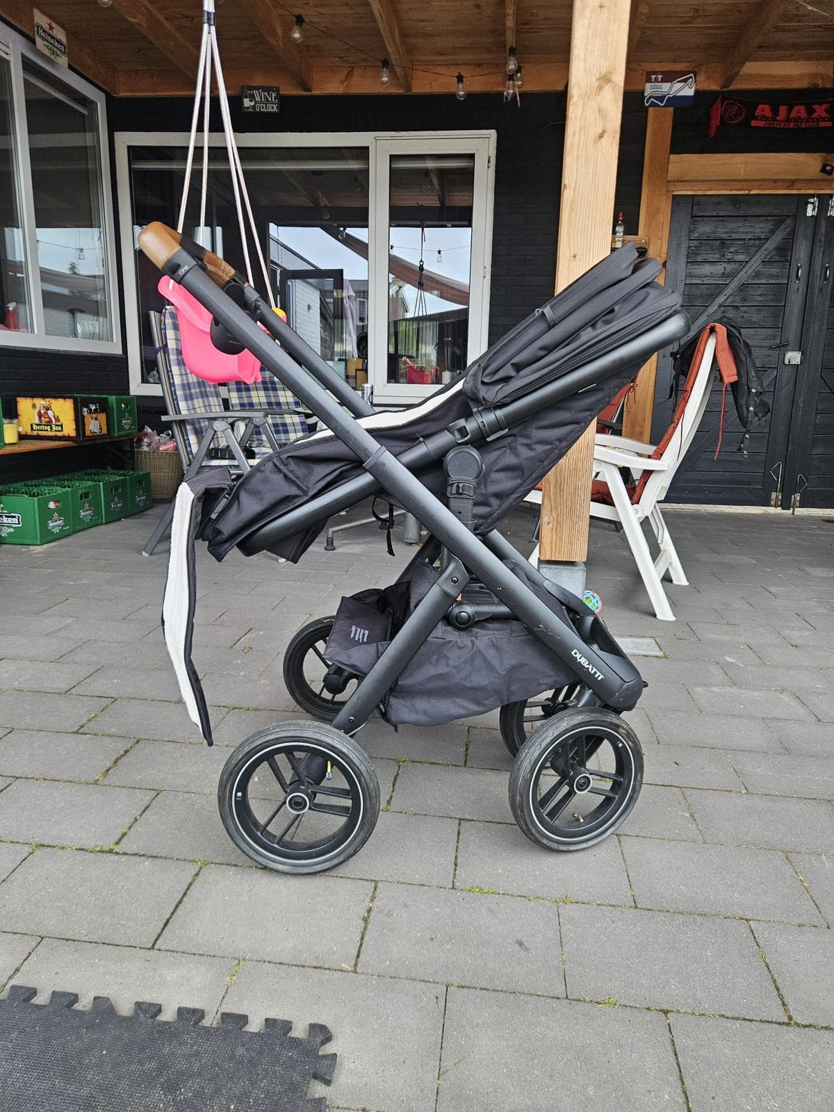 Dubatti one5 zwart. Wandelwagen, reiswieg, maxicosi+base, Kinderen en Baby's, Kinderwagens en Combinaties, Overige merken, Verstelbare duwstang