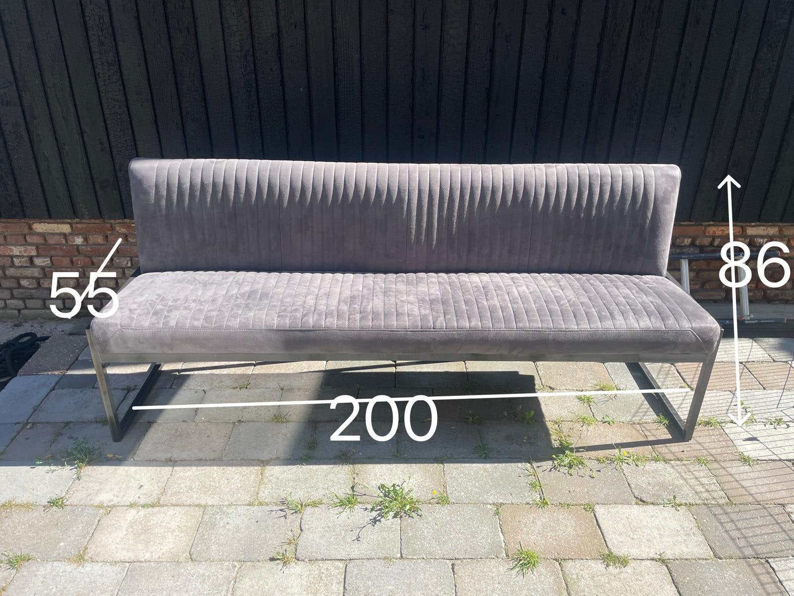 Moderne eetkamerbank grijs, Ophalen, Minder dan 75 cm, 150 tot 200 cm, Driepersoons