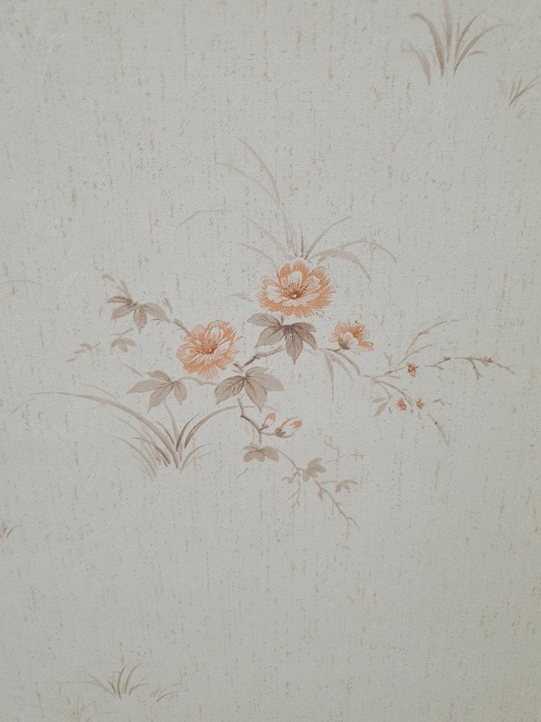5728 Vintage bloemen behang crème zalmroze accenten Swiet, Ophalen of Verzenden, Beige