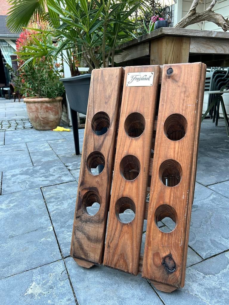 Oud vintage Freixenet houten wijnrek, Ophalen, Zo goed als nieuw, Hout, 15 tot 25 flessen