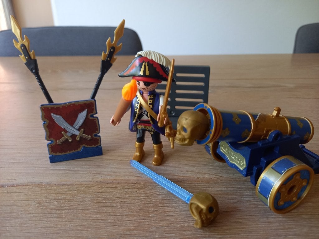 Playmobil Piraten officier met groot kanon - 6164 COMPLEET, Ophalen of Verzenden, Zo goed als nieuw, Complete set