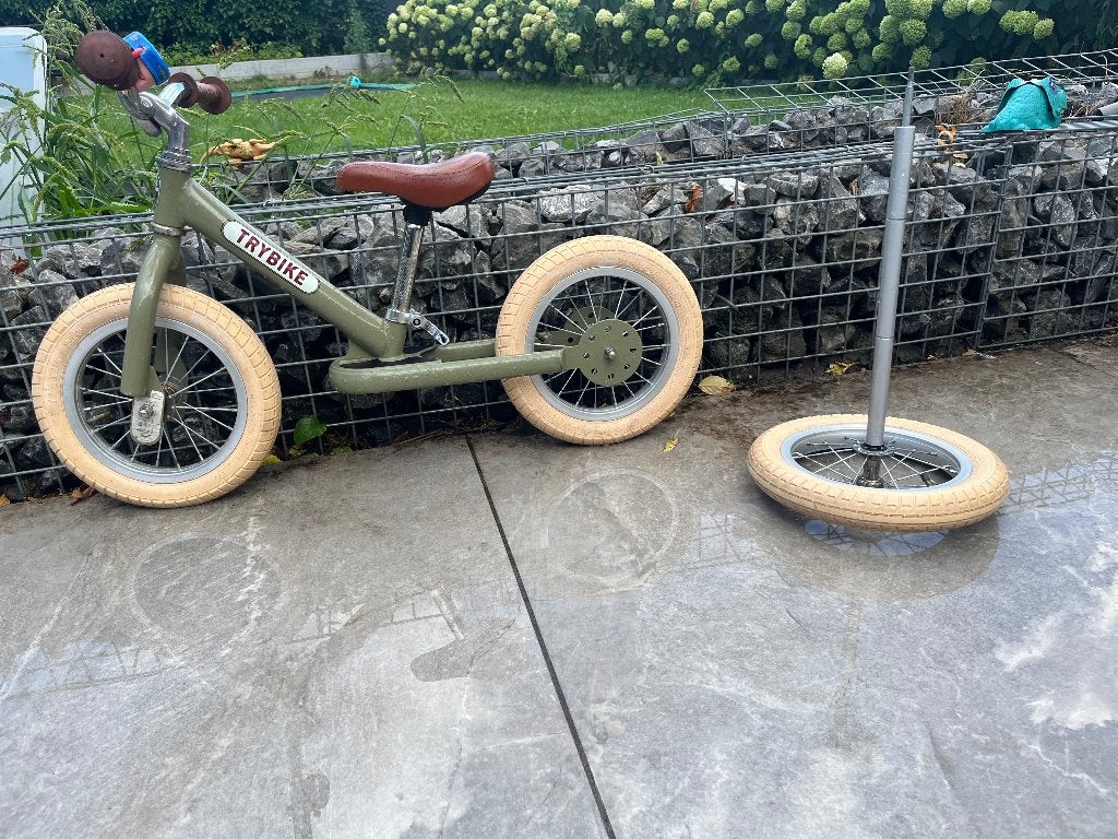 Trybike Steel Vintage mat groen 2-in-1 (gereserveerd), Ophalen, Gebruikt, Loopfiets
