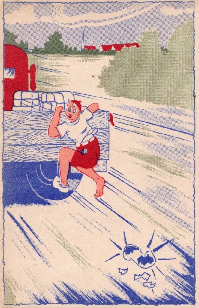 4 leuke kinderansichtkaarten, een echte durfal. (8), Verzenden, 1940 tot 1960, Ongelopen, Overijssel