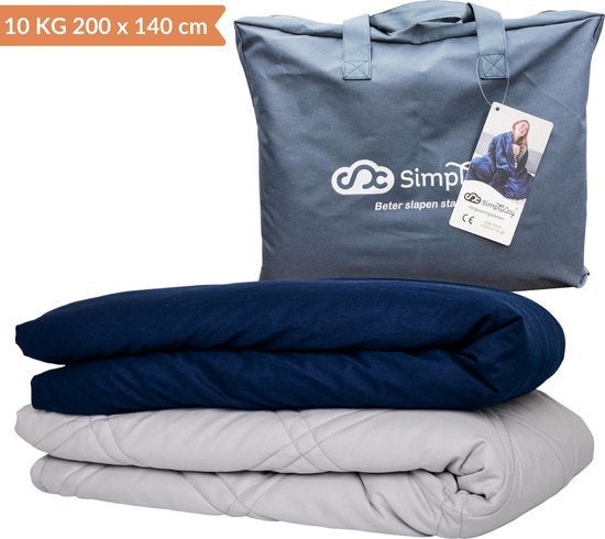 Verzwaringsdeken Simple Cosy 10kg, Eenpersoons, Blauw, Ritssluiting, Katoen