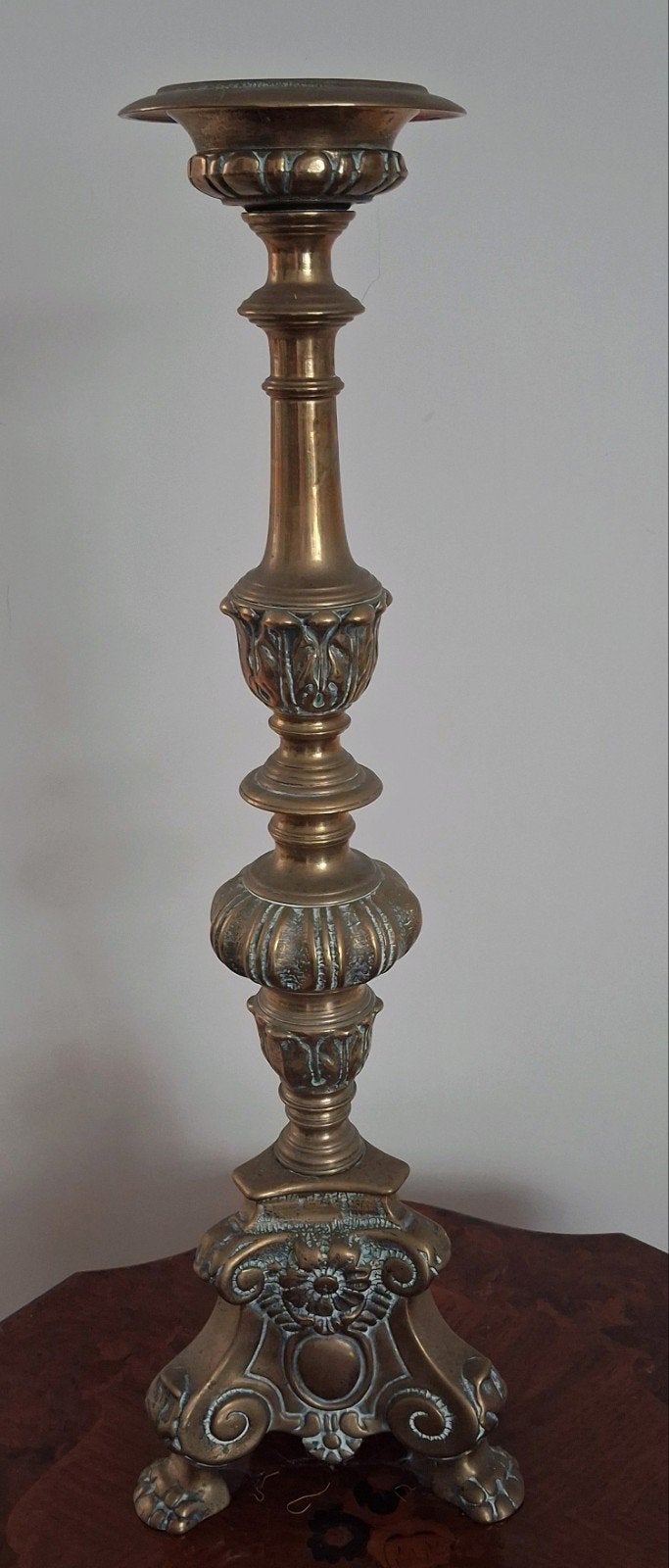 Vintage/Koperen/Staande/Kandelaar, Ophalen of Verzenden, Koper of Brons