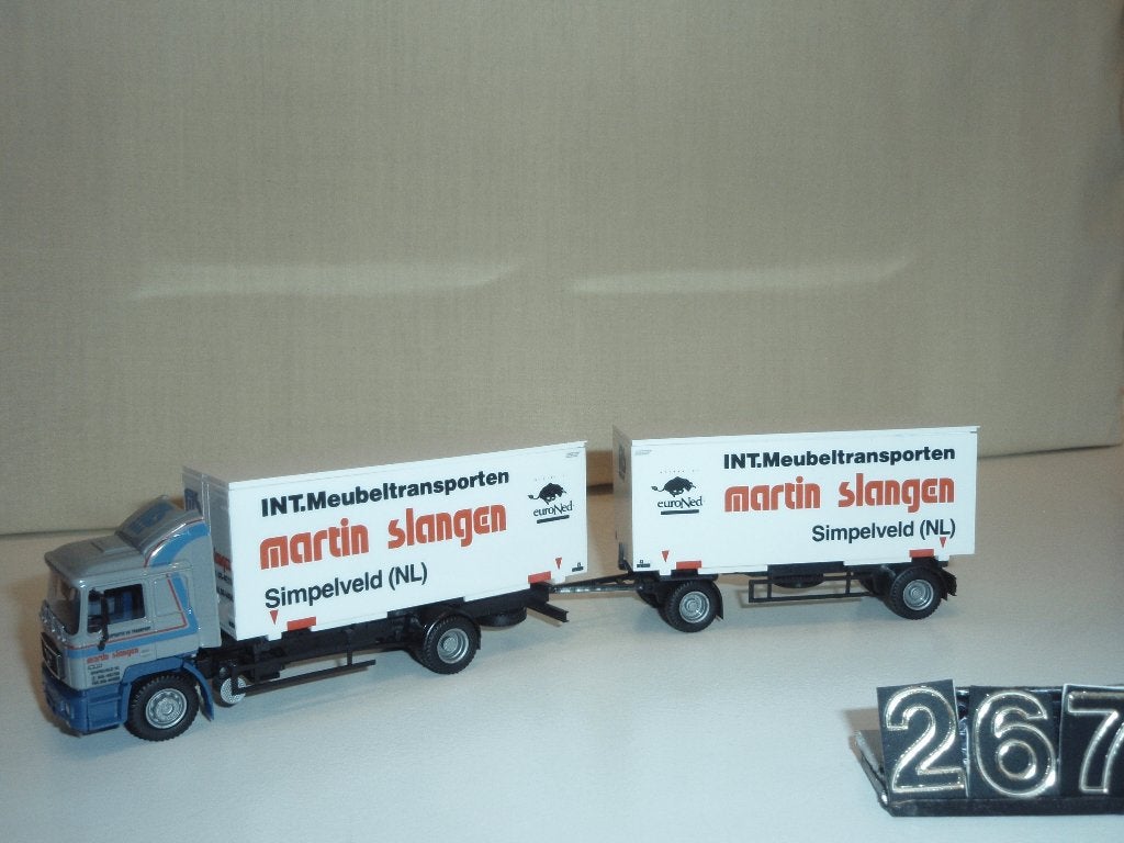Te koop modelauto: man - motorwagen aanhanger Martin Slangen, Verzamelen, Ophalen of Verzenden, Nieuw, Auto's