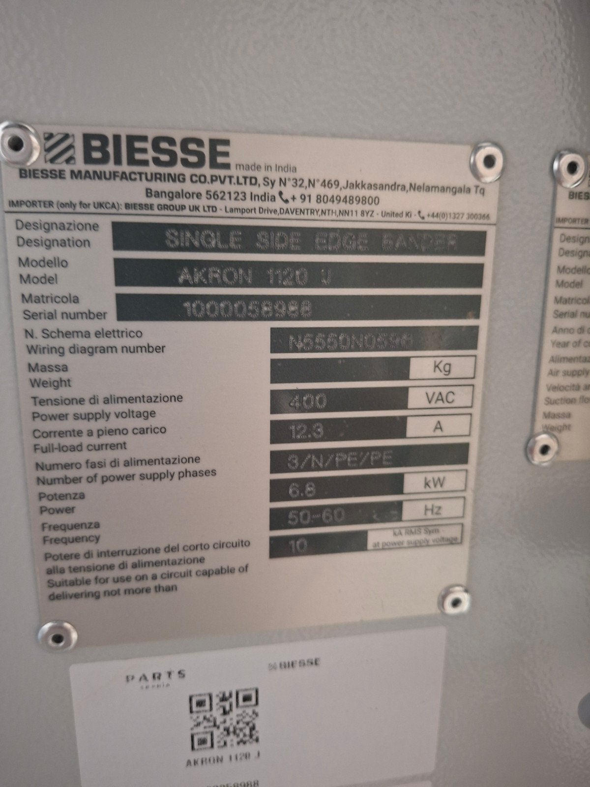 Biesse Akron 1120 J Kantaanlijmmachine, Zakelijke goederen, Machines en Bouw | Houtbewerking, Ophalen