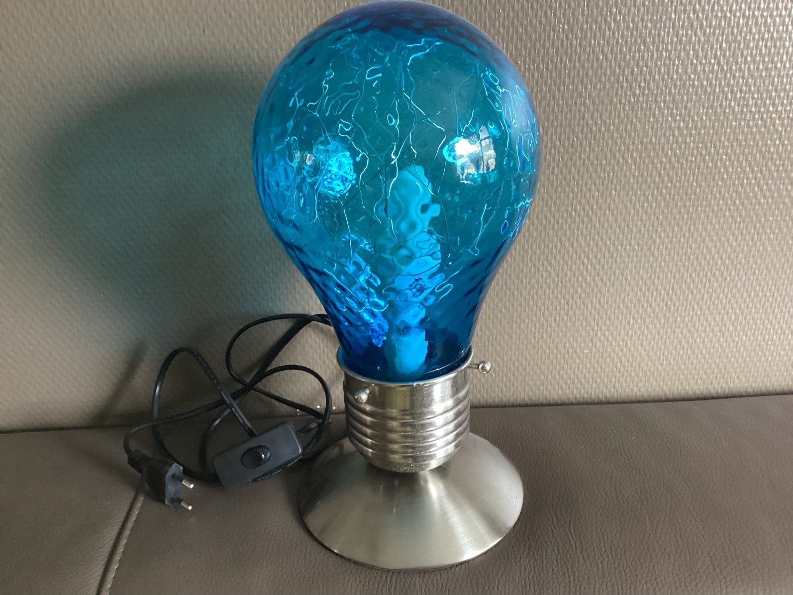 Vintage lamp, Blauw, Art deco, 32 cm, E14 (klein)