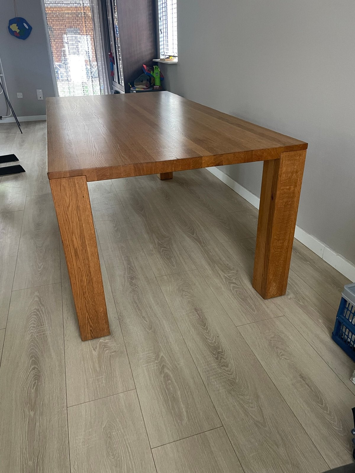 Eikenhouten eettafel van Joop van Arnhem, Ophalen, Eikenhout, 200 cm of meer, 50 tot 100 cm
