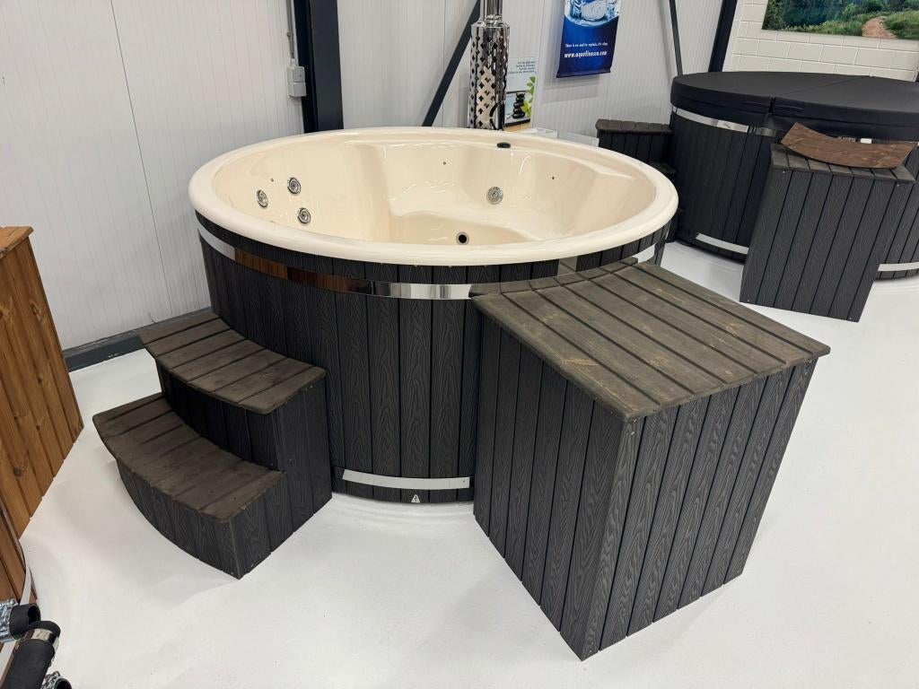 Houtgestookte Hottub Q-tub XL Intern | Hot Tub 200cm | Qrest, Ophalen of Verzenden, Nieuw, Filter, Vast