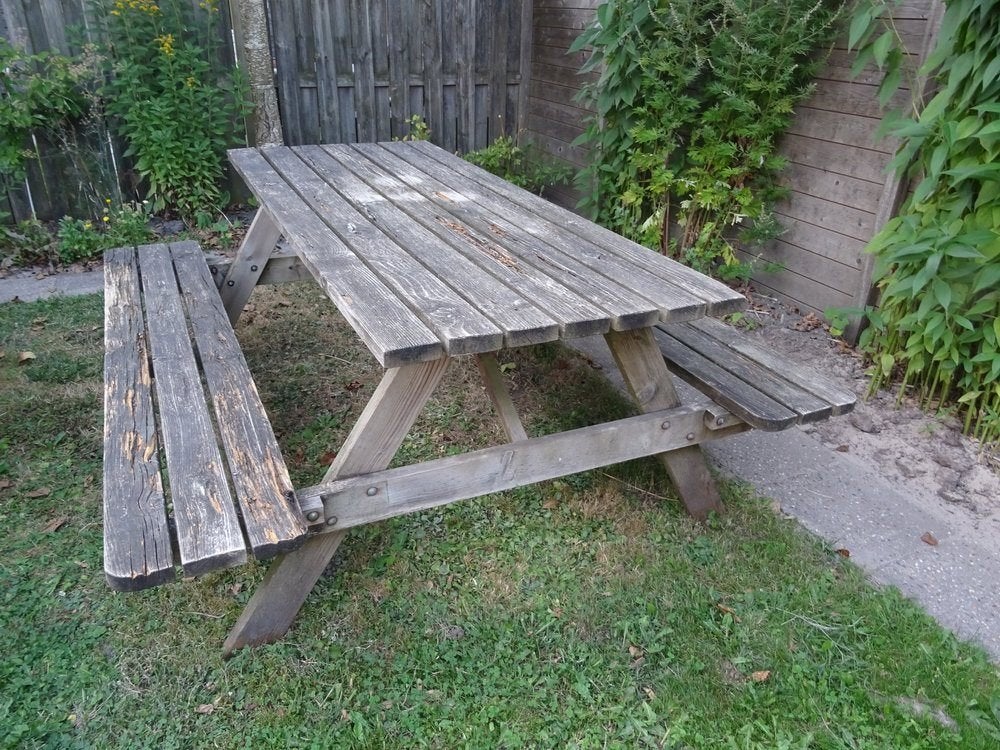 Picknickbank picknicktafel, Ophalen, Gebruikt, Rechthoekig, Hout