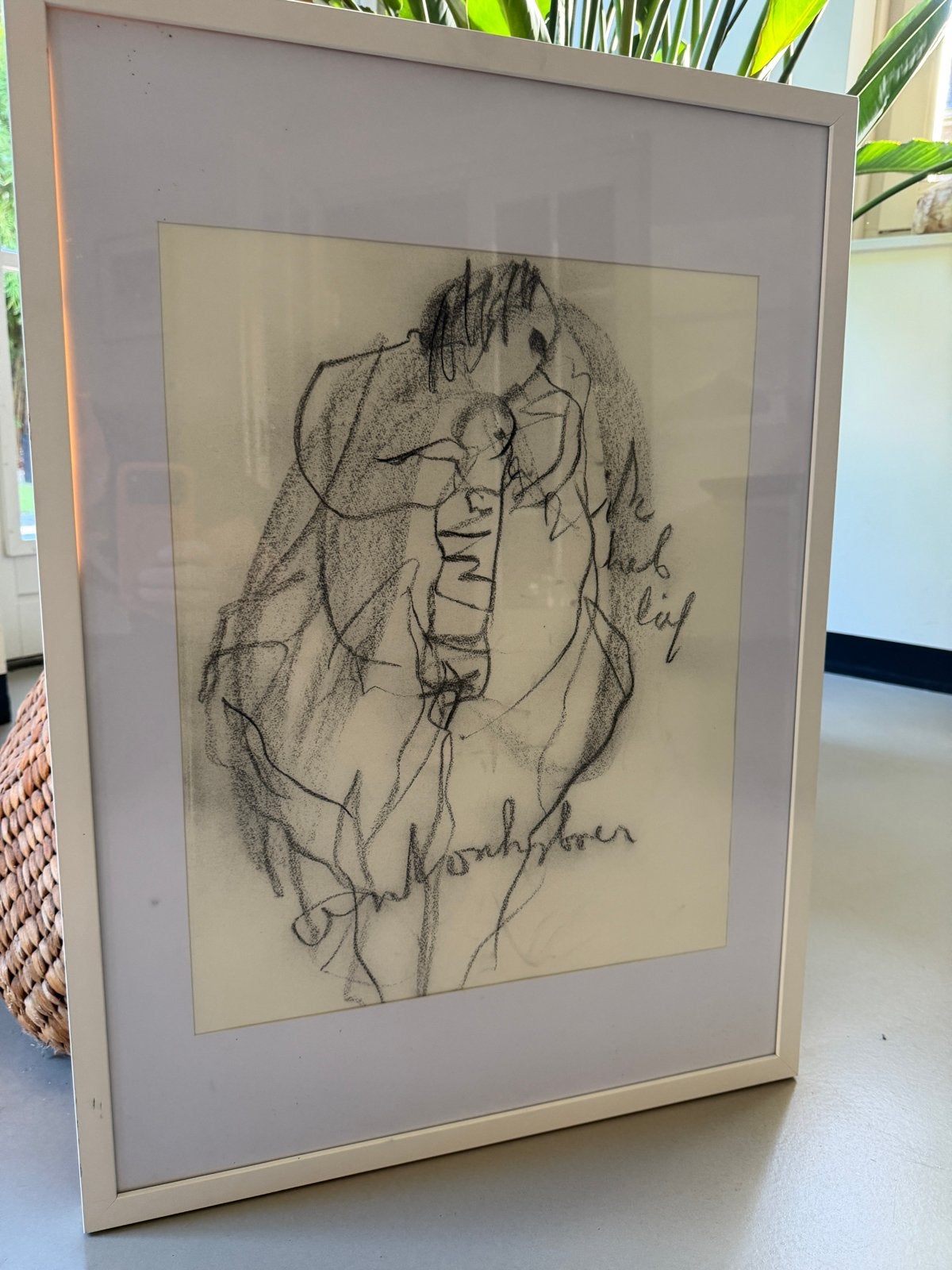 Anton Heyboer - Houtskooltekening "Ik heb lief", Ophalen of Verzenden, Tekening, Houtskooltekening, Gesigneerd