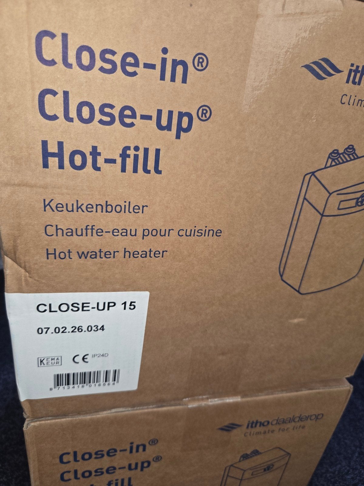 2x Itho Daalderop Close-up 15 liter keukenboiler, Aardgas, Nieuw, Minder dan 3 jaar oud, Minder dan 20 liter
