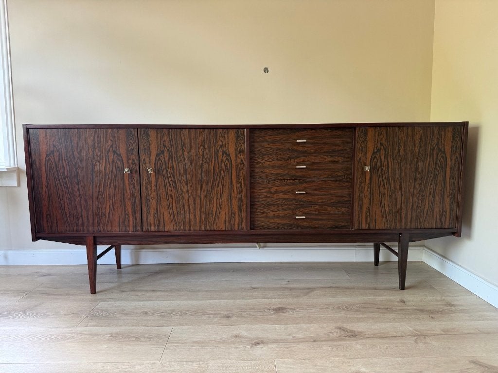 Vintage palissander houten dressoir, Ophalen, Zo goed als nieuw, 200 cm of meer, Palissander hout