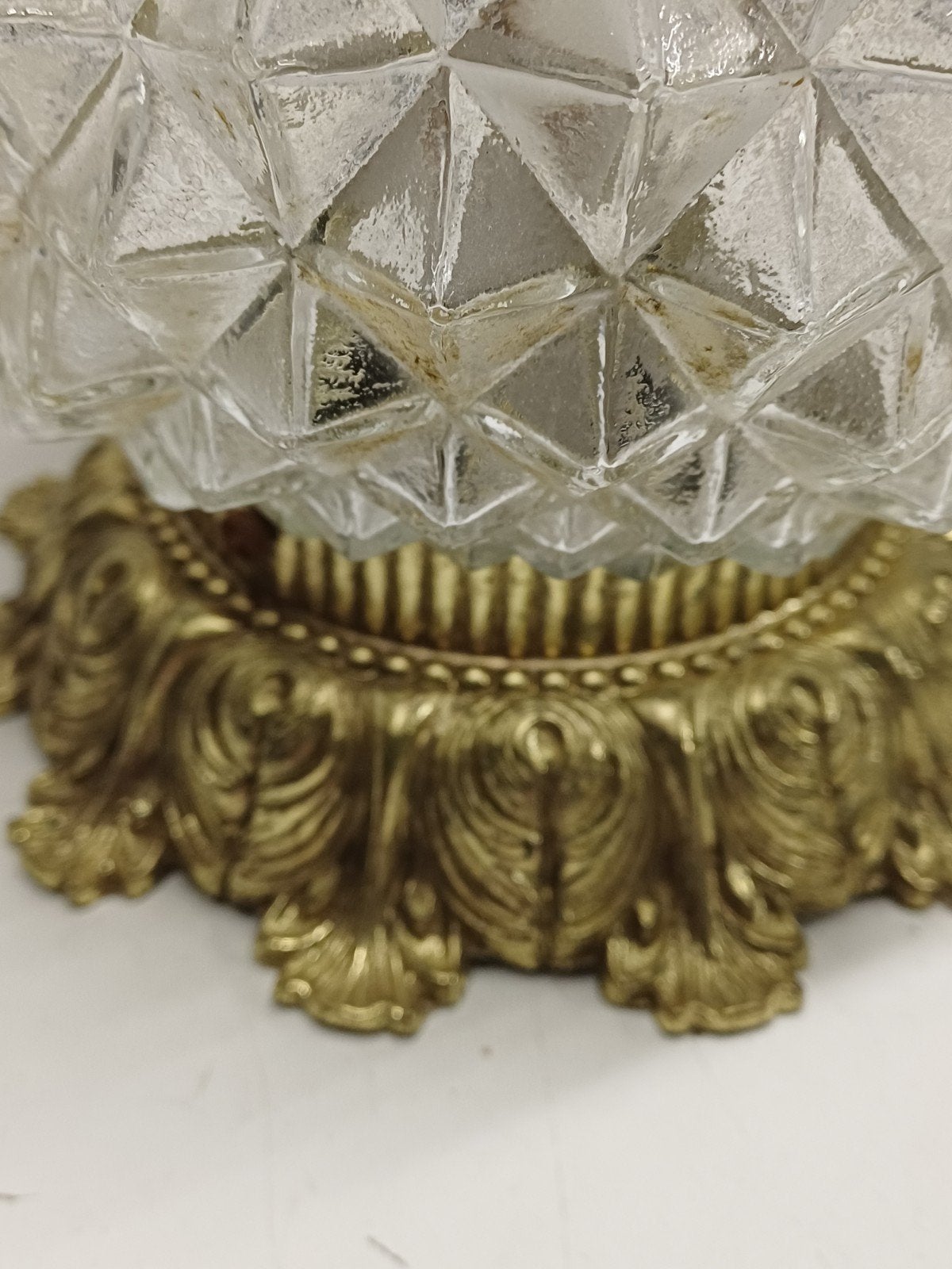 Vintage Ananas Plafondlamp Jaren 60/70 - Glas & Messing, Ophalen of Verzenden