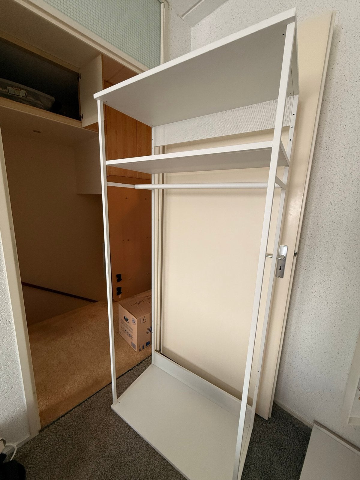 Wit kledingrek met planken en hangruimte, Ophalen, Gebruikt, 50 tot 100 cm, 150 tot 200 cm
