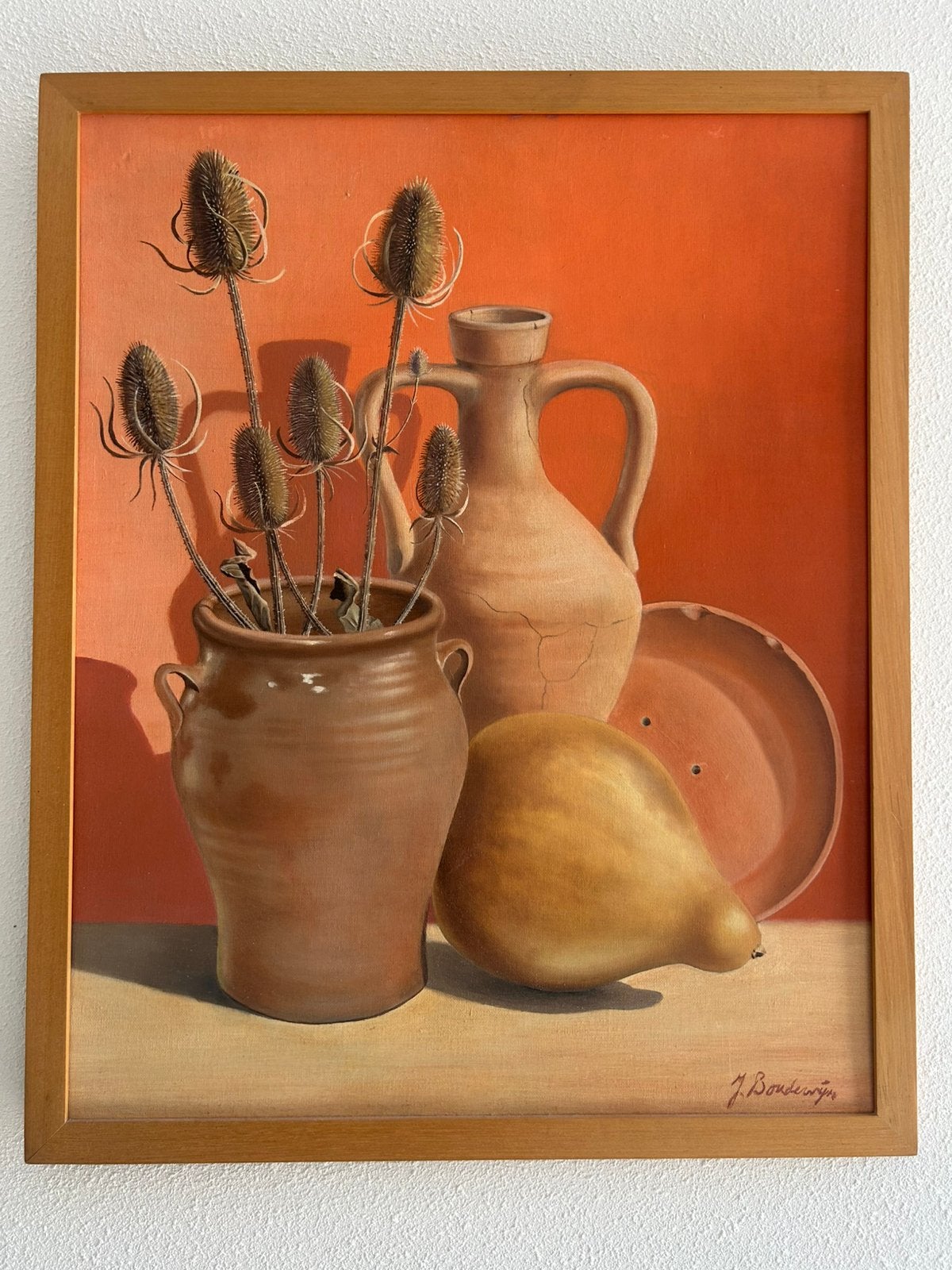 Schilderij stilleven oranje/bruintinten, Ophalen