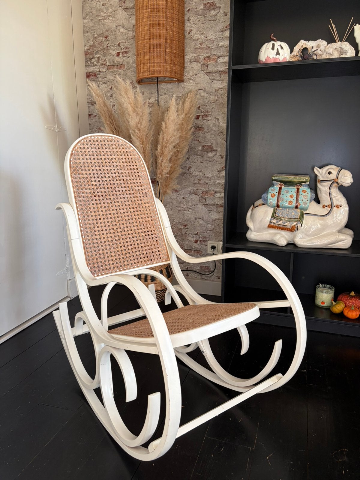 Witte schommelstoel met webbing ibiza bohemain style, Ophalen, Gebruikt, Wit, Bohemian