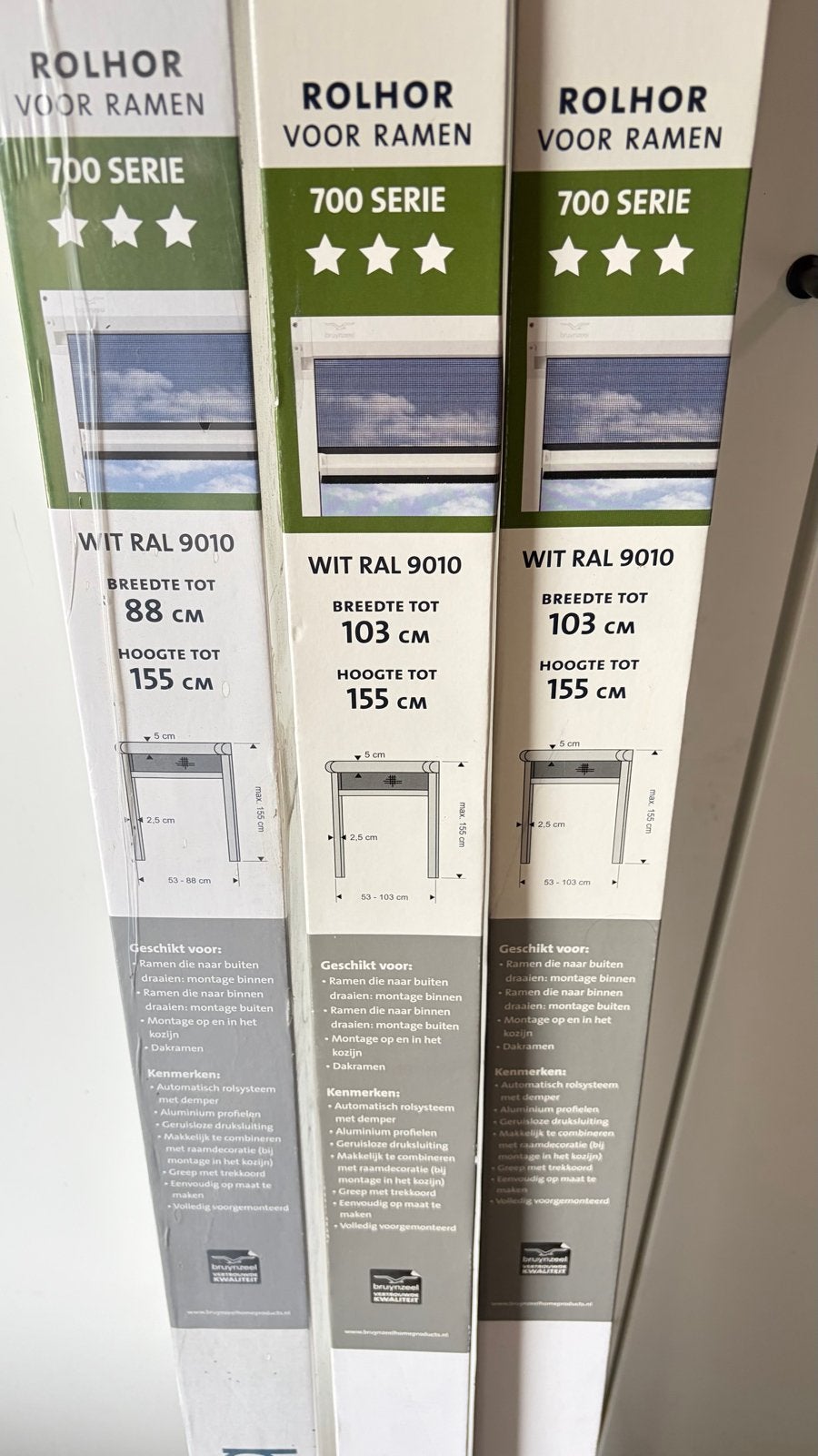 Rolhor voor ramen 700 Serie Wit RAL 9010, Doe-het-zelf en Verbouw, Gevelraam of Ruit, 80 tot 120 cm, 120 tot 160 cm, Nieuw
