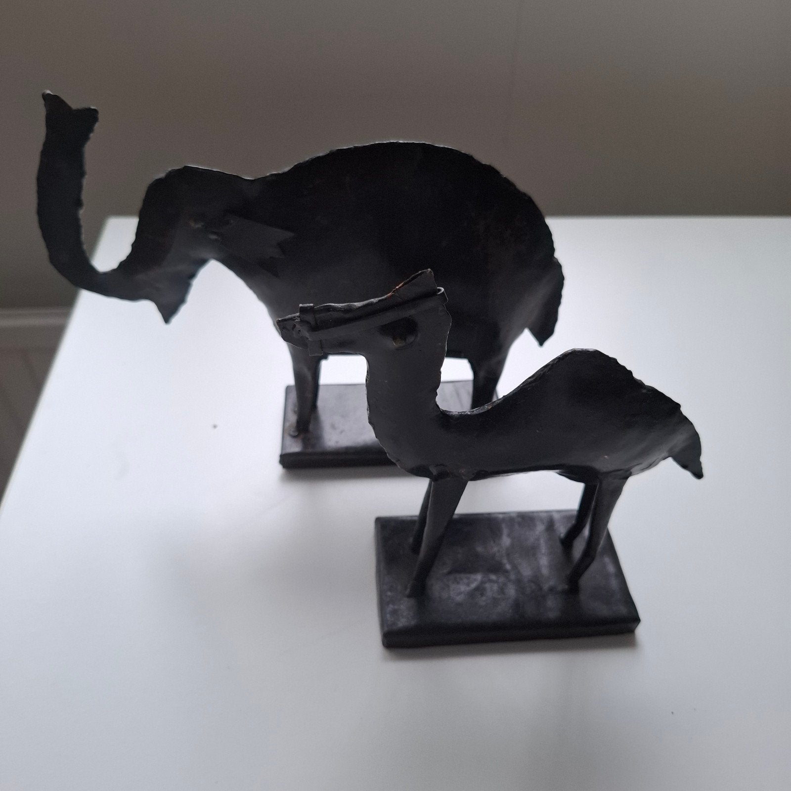 Metalen olifant en kameel., Ophalen of Verzenden, Dier