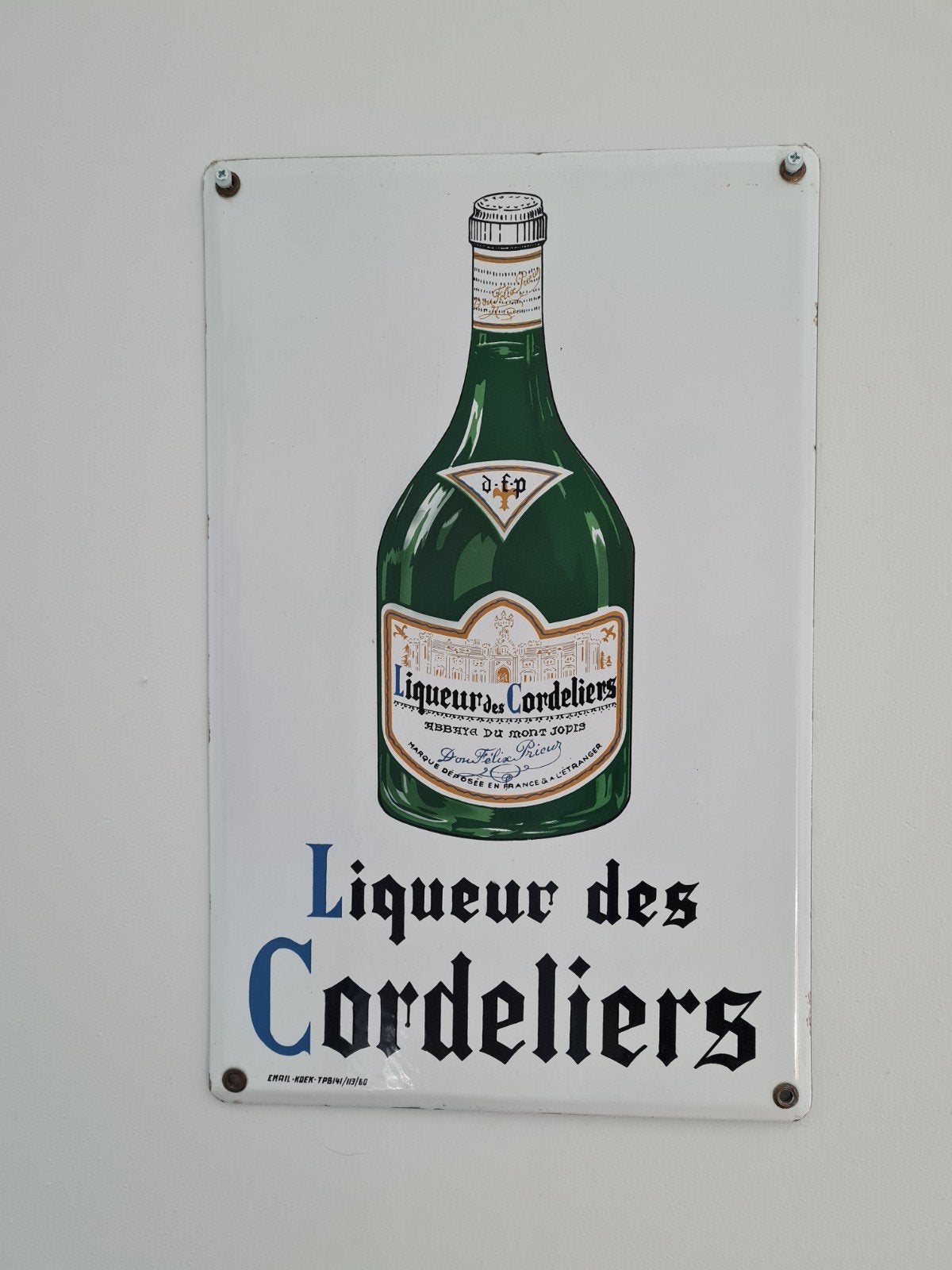 emaille bord Cordeliers, Ophalen of Verzenden, Gebruikt, Reclamebord