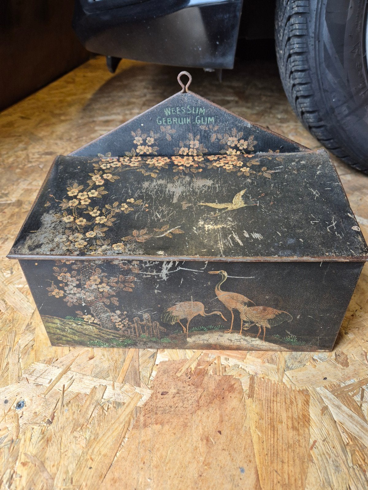 Glim schoenpoets doos vintage blik retro trommel, Verzamelen, Merken en Reclamevoorwerpen, Ophalen, Gebruikt