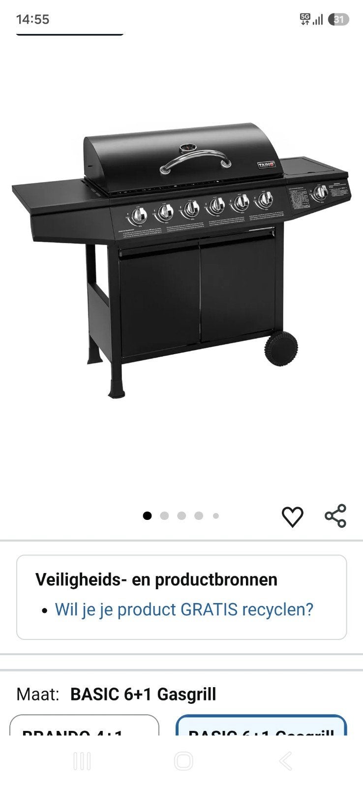 7 pits gasbarbecue, Ophalen of Verzenden, Zo goed als nieuw