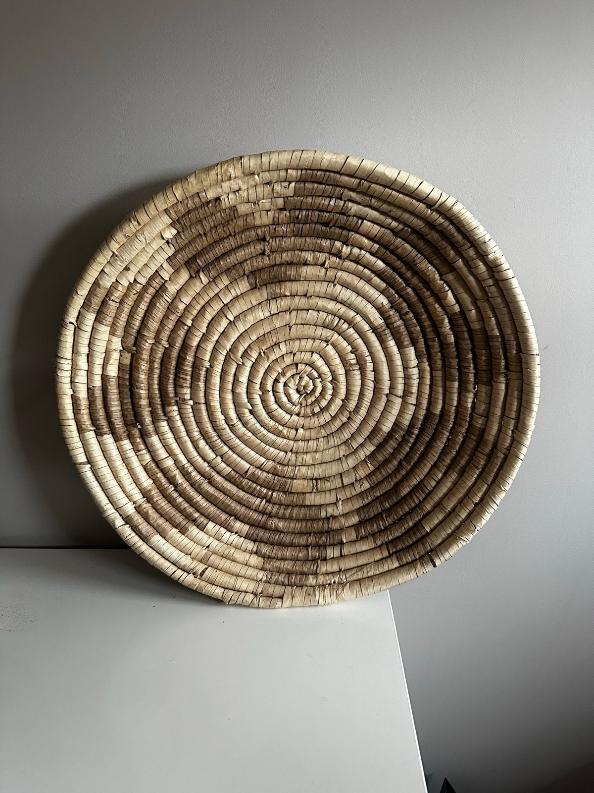 Decoratieve Wandschaal van Jute - Handgemaakt, Gebruikt, Schaal, Textiel, Rond