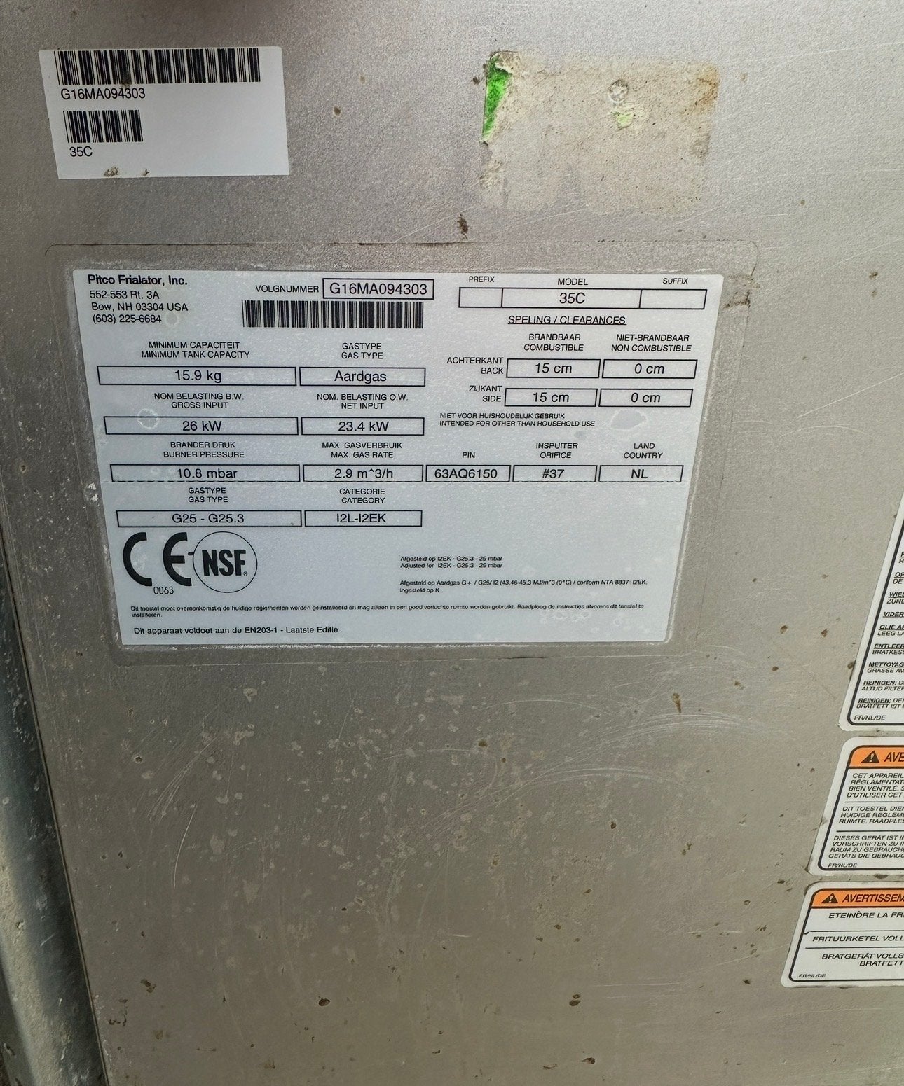 Professionele Pitco Frituurpan - Aardgas, Witgoed en Apparatuur, Frituurpannen, 4 liter of meer, Ophalen of Verzenden, Gebruikt