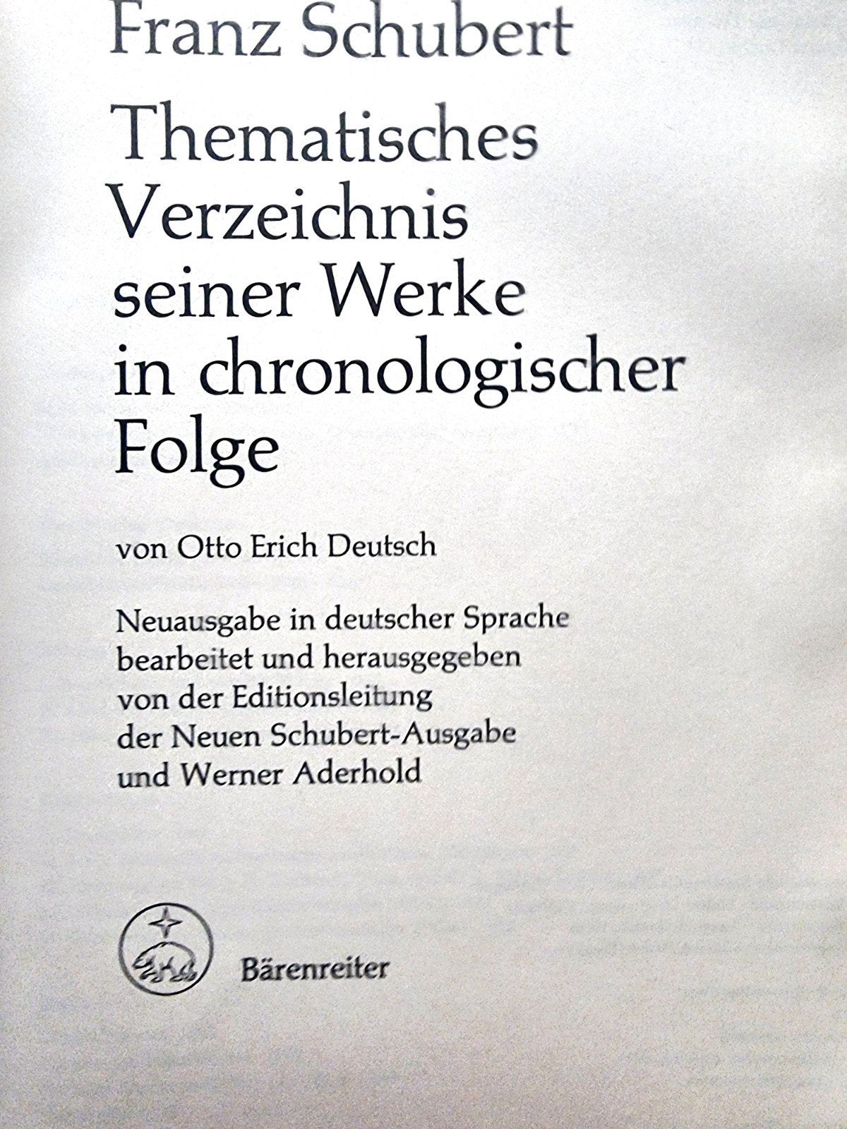 Franz Schubert Thematisches Verzeichnis - Bärenreiter Kl11, Verzenden, Klassiek, Zo goed als nieuw, Artiest of Componist