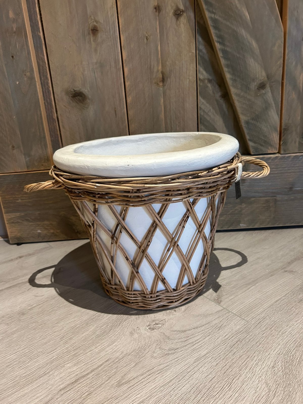 Riviera maison pot, Huis en Inrichting, Woonaccessoires | Schalen en Manden, Ophalen, Zo goed als nieuw, Rond, Riet
