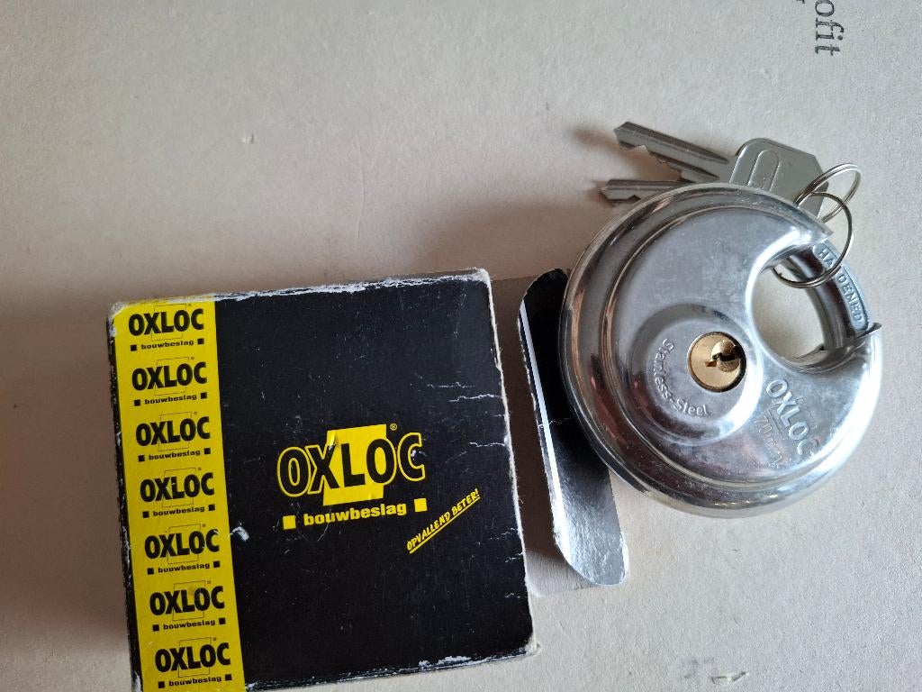 Oxloc hangslot discus rvs, Ophalen of Verzenden, Nieuw, Rvs, Slot