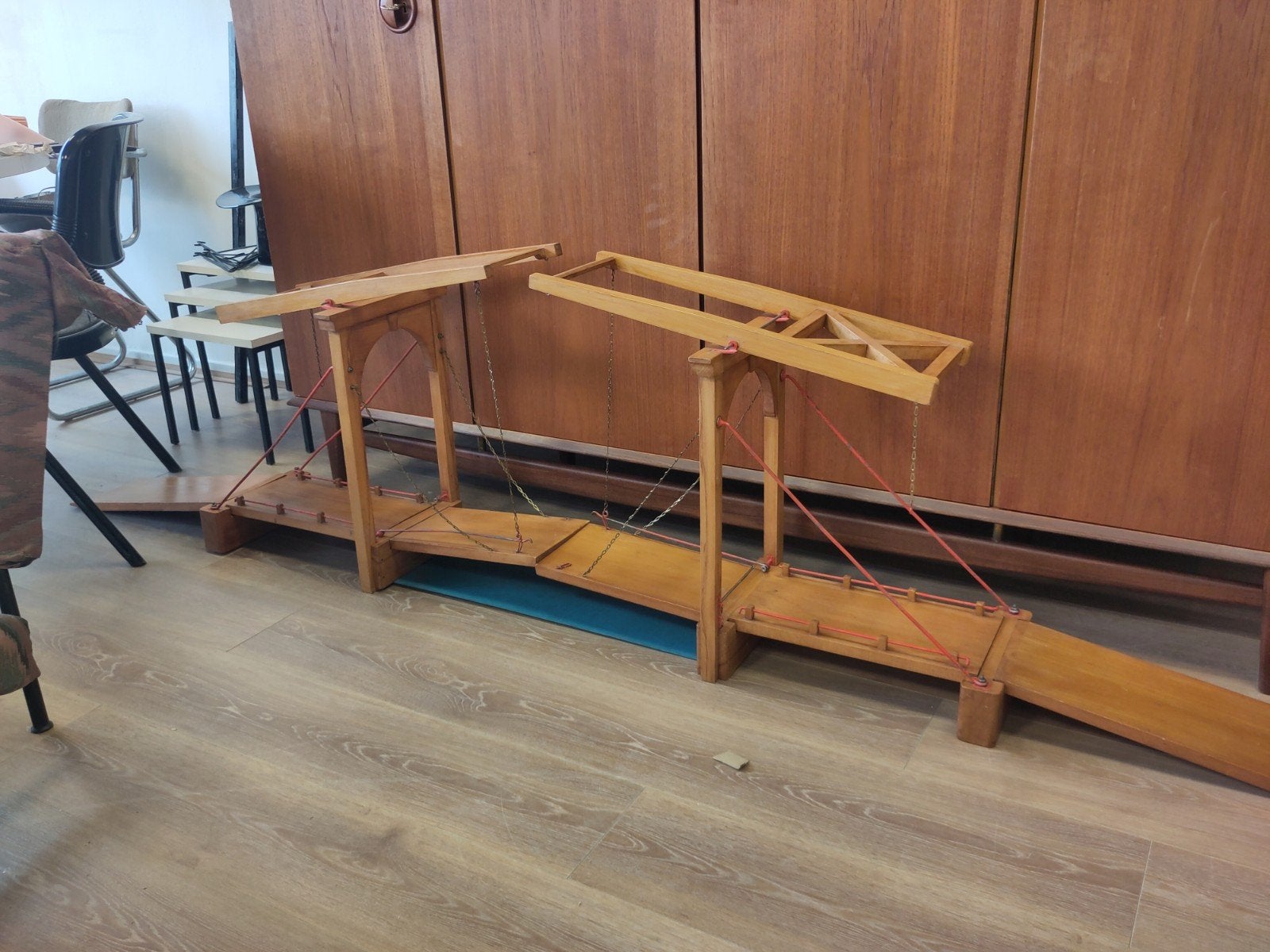 vintage houten brug schaalmodel ophaalbrug hout modelbouw, Ophalen