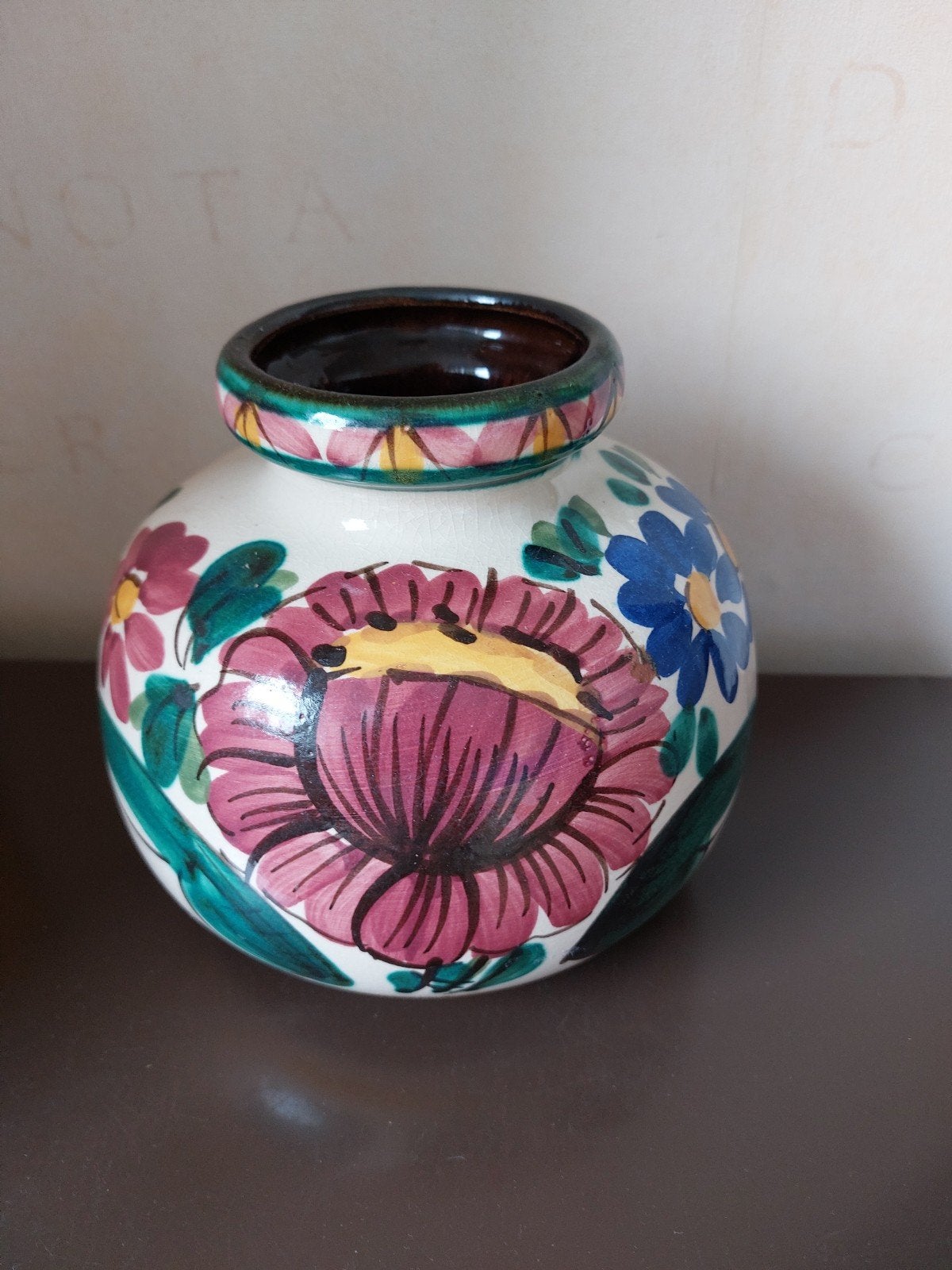 Vintage Scheurich Vaas West Germany Keramiek Bloemen, Ophalen of Verzenden