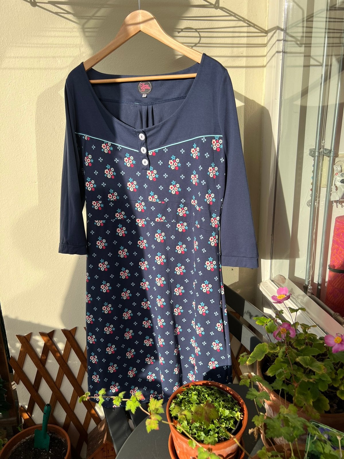 Jurk tante betsy xl, Ophalen, Blauw, Maat 46/48 (XL) of groter, Zo goed als nieuw