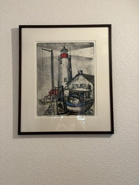 Ets Urk vuurtoren Oscar verpoorten, Antiek en Kunst, Ophalen