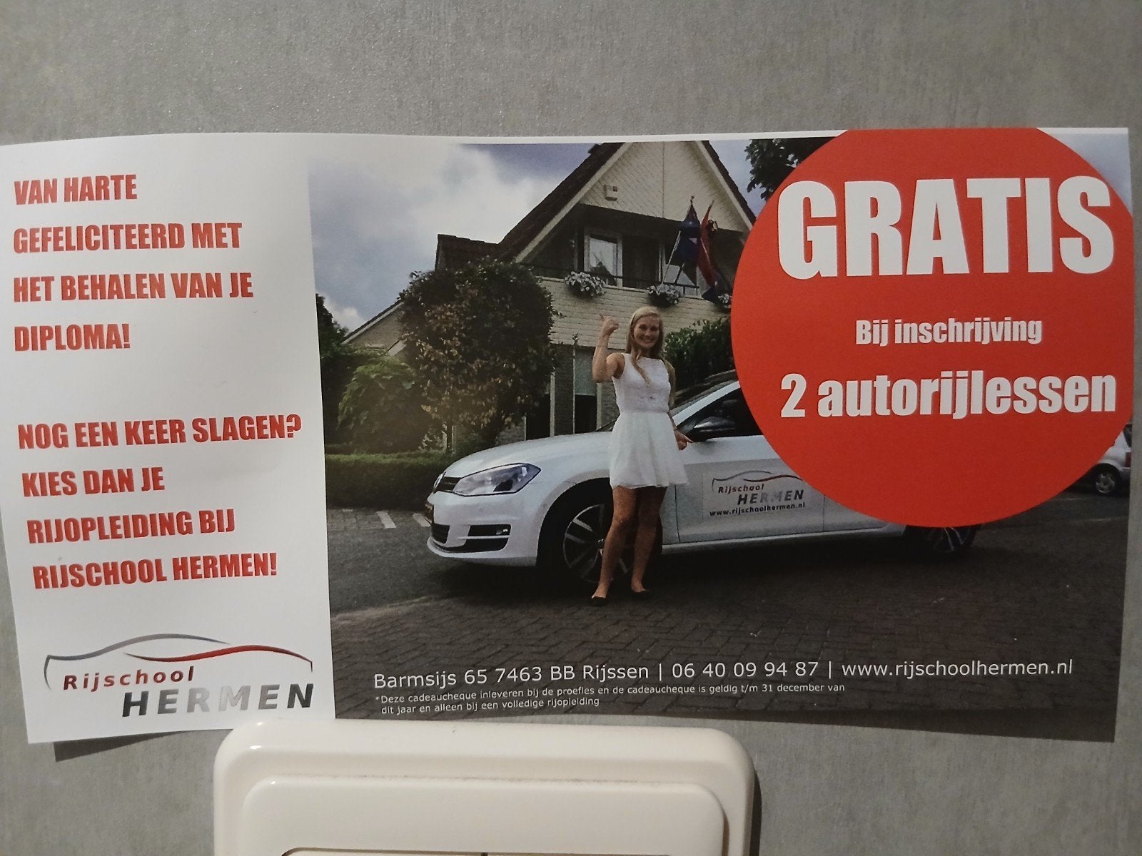 Voucher Rijschool Hermen, Auto diversen, Auto-accessoires, Ophalen of Verzenden, Nieuw