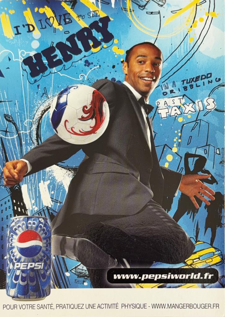 Spelerskaart Tierry Henry - Arsenal - Pepsi Cola reclame, Verzamelen, Verzenden, Zo goed als nieuw, Ajax, Spelerskaart