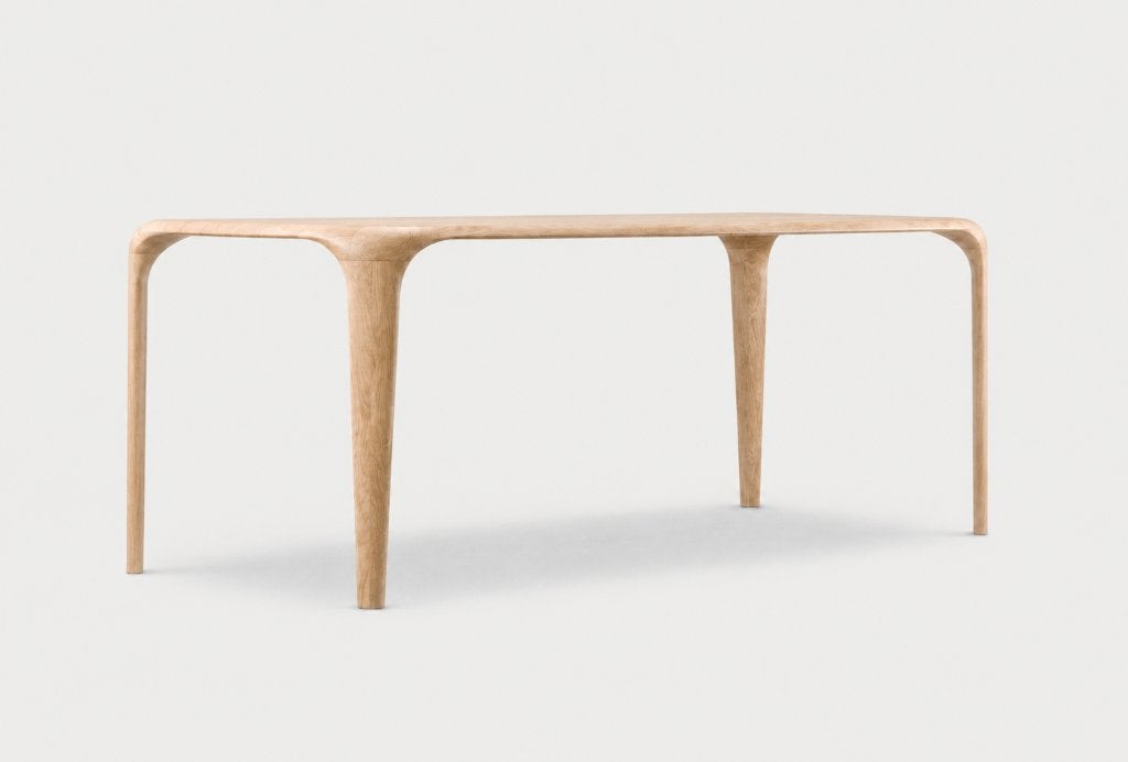 Vicens / Eettafel met Geïntegreerde Poten van Massief Hout, Ophalen, 100 tot 150 cm, Japandi, Scandinavisch design, minimalistisch