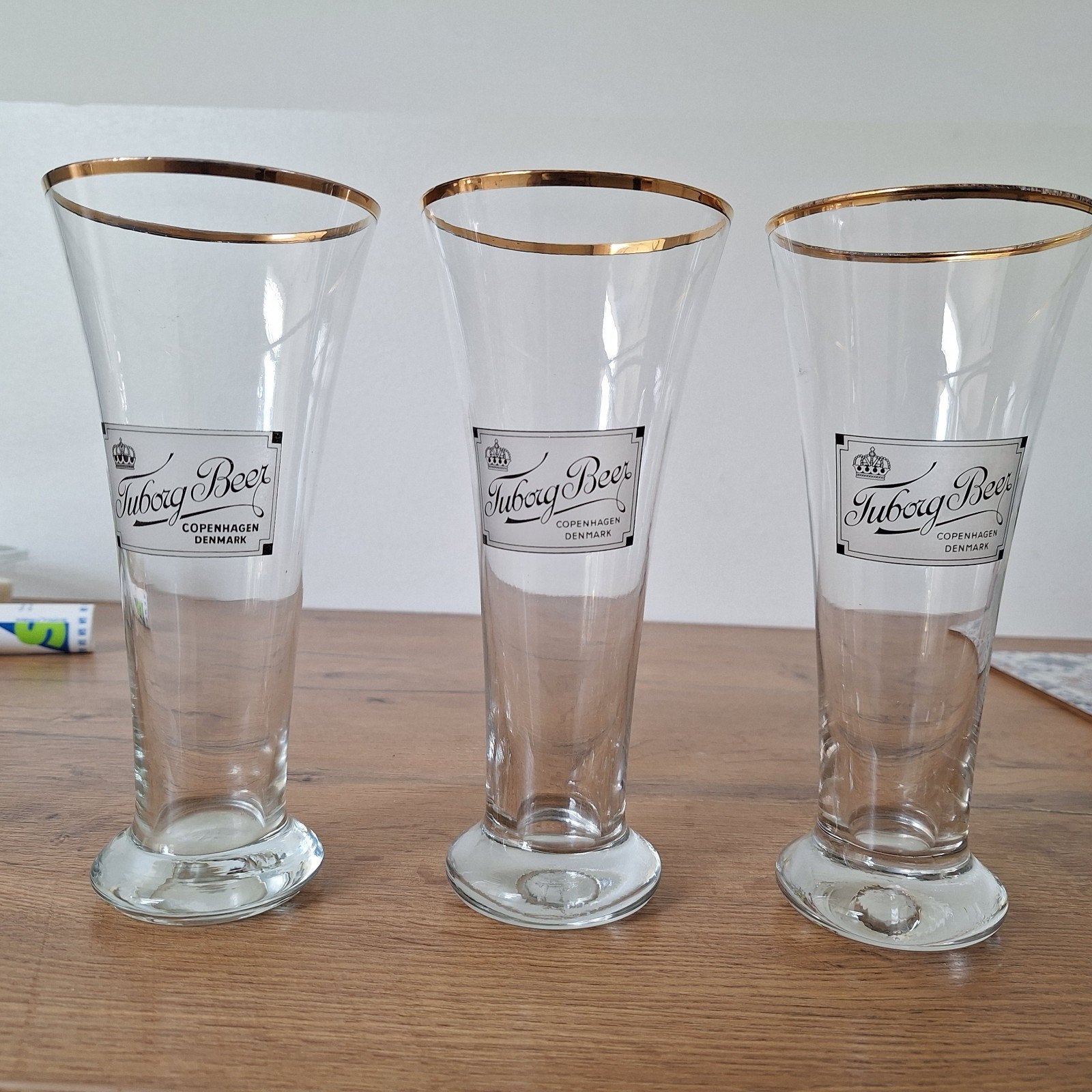 Tuborg bierglazen (3) vintage, Verzamelen, Ophalen, Gebruikt, Bierglas