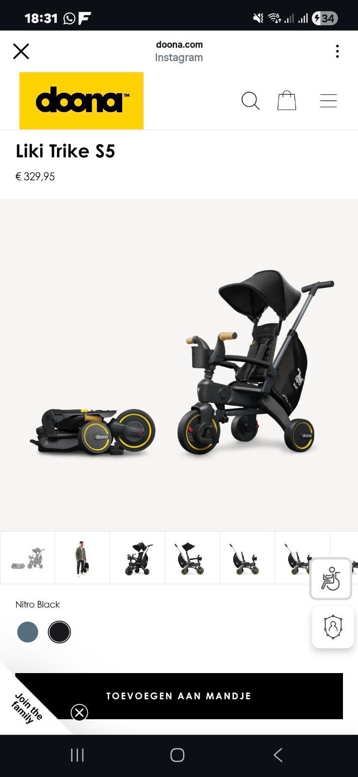 Doona Liki Trike S5 - NİEUW İN DOOS, Ophalen of Verzenden, Zo goed als nieuw, Overige merken, Verstelbare rugleuning